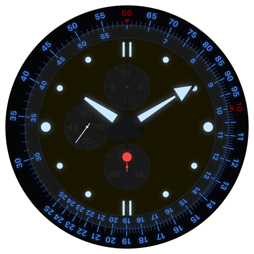 Cadran Chronographe premium ChronoSet en mode sombre