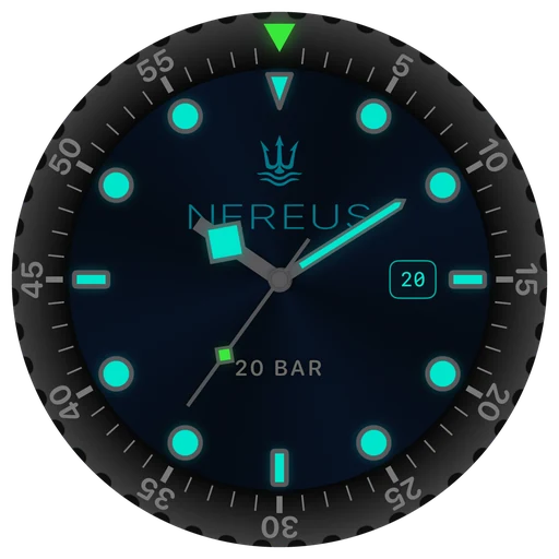 ダークモードの ChronoSet ダイバーウォッチフェイス