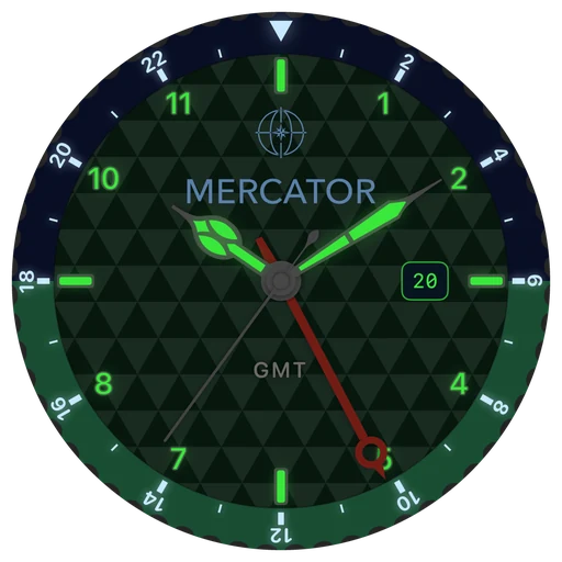 ChronoSet-Zifferblatt GMT im dunklen Modus